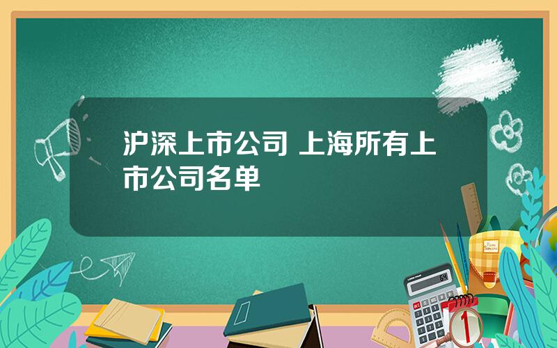 沪深上市公司 上海所有上市公司名单